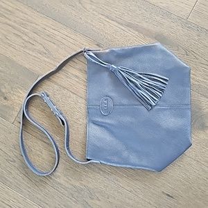 VINTAGE M.I.L.A SUEDE CROSSBODY PURSE. DARK BLUE